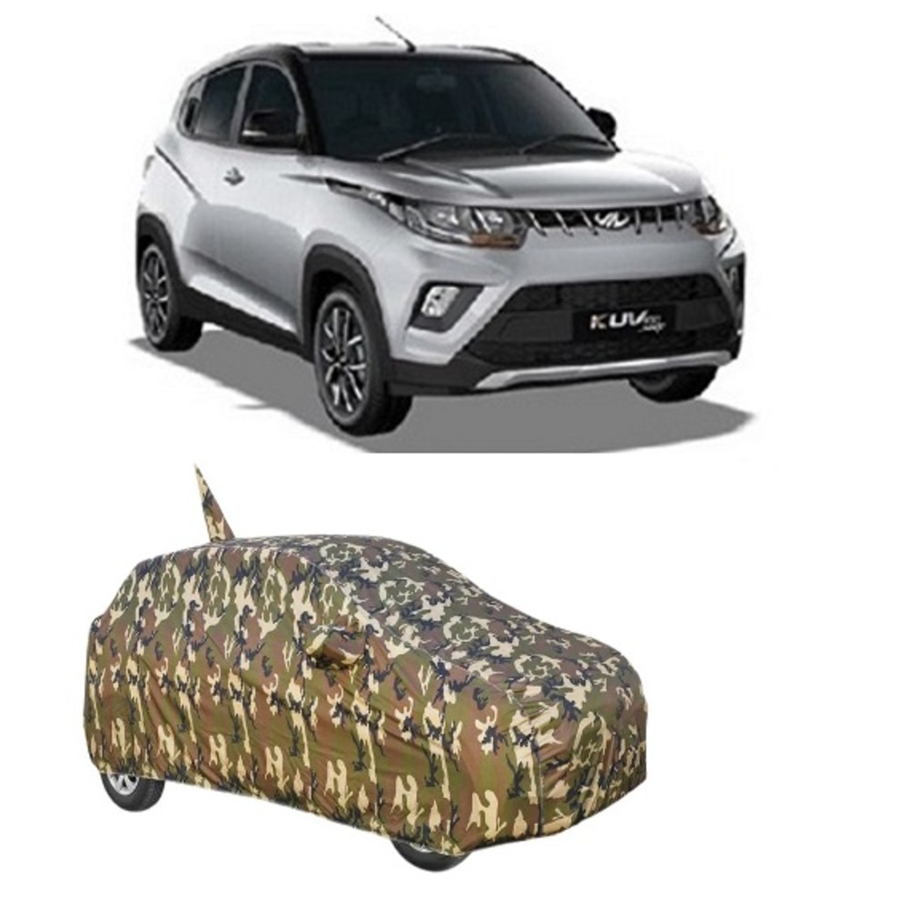 Waterproof Car Body Cover Compatible with KUV100 with Mirror Pockets (Jungle Print)